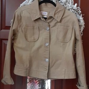 90's Vintage Camel Jean Jacket with Rhinestone buttons